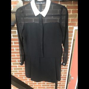 Zara Wednesday Addams Sheer Drop Waist Romper